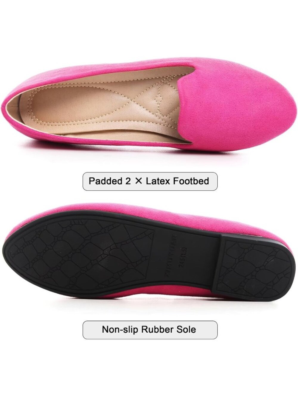 Women's Rose Red Round Toe Comfortable Low Heel Slip On Loafer Ballet Flat Shoes - Picture 6 of 6